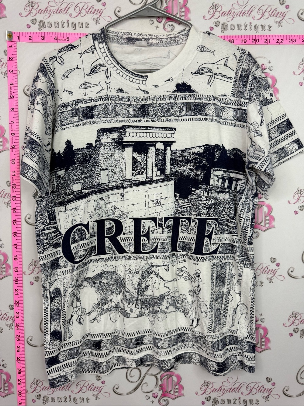 Greece T-shirt souvenir Crete Graphic Tee - Black on Cream